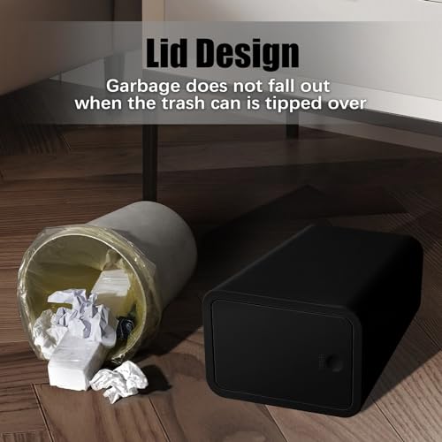 TIPGO Bathroom Trash Can with Lid, 10 Liter/ 2.6 Gallon Slim Garbage Can, Small Trash Bin Waste Basket with Pop-Up Lid for Kitchen, Bedroom, Living Room, Office (2 Pack, Black) by TIPGO - Image 7