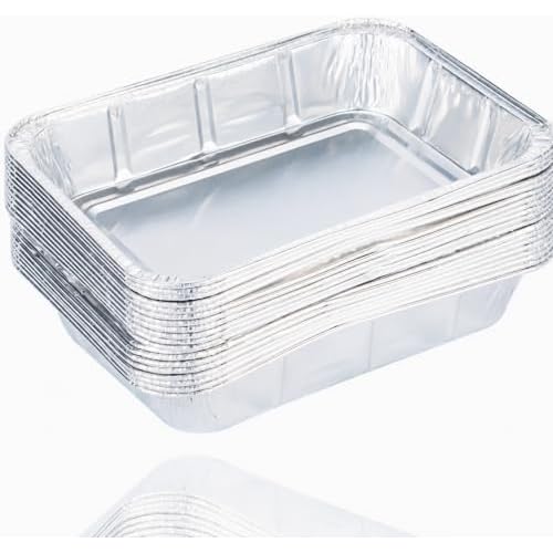 OMZGXGOD 25 Stück Aluschalen, rechteckig Grillschalen,groß, Alu-Tropfschalen / 155 x 68 x 52 mm,650 ml 4 TK Gruppe Timo Klingler 20er Tropfschale - Einwegschale aus Aluminium zum Grillen - Aluschale ca. 14x19 cm Grillschale - Fettauffangschale Gasgrill (1)