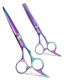 Ensemble de ciseaux de coiffure et de ciseaux à effiler ULG, ciseaux de texturation professionnels pour coiffeurs, lame de rasoir, acier inoxydable japonais, 16,5 cm, arc en ciel