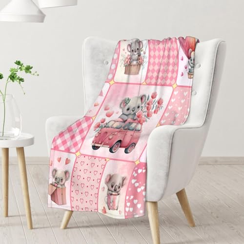 Koala Blanket Gifts - 40"x50" Cute Throw for Women, Girls - Pink Soft Fuzzy Blankets for Couch & Sofa