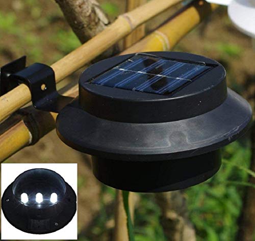 FALOVE 8pcgutterlight New Solar Light Lamp Powered Outdoor Garden Yard Wall LED Light Gutter Fence Wall Lampand and Bracket, Black, 8 Piece