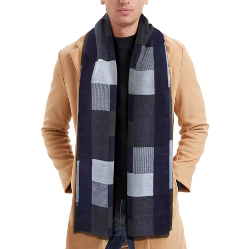 ECOMBOS Mens Scarf - Winter Scarf for Men Tartan Warm Plaid Long Scarves Classical Cashmere-like Knitted Scarf Shawl Neck Wrap