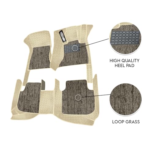 Image of Accessories 9D Luxurious Car Floor Mats Only Compatible with Mahindra 7XO (7 Seater) 2026 |100% Waterproof & Washable | Luxury 9D Car Foot Mats - Beige Beige