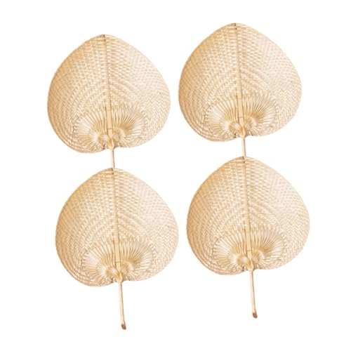 SOESFOUFU 4個 手編み竹製大蒲扇 夏用軽量携帯扇子 伝統手作り装飾うちわ パーティーや屋外冷却用