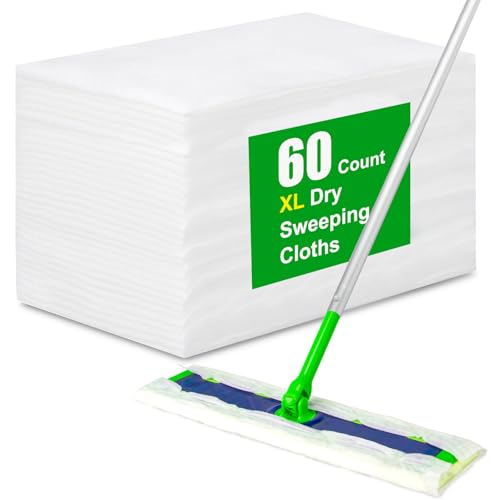 ‌60 Pack Dry Sweeping Cloths for Swiffer Sweeper XL Replacement - Dust-Absorbing Disposable Pads, Non-Washable & Unscented, Compatible with Swiffer XL (Static-Lift, Lint-Free)