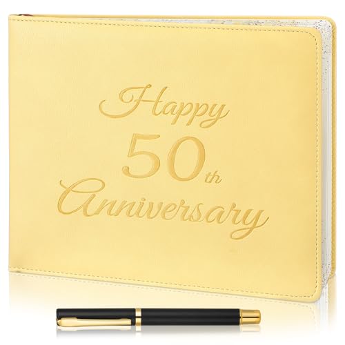 Image of Patelai Wedding Anniversary Guest Book Decorations Wedding Guest Book Sign Alternative 50th Commemoration Day Party Favors with Pen, 112 Pages (Classic)