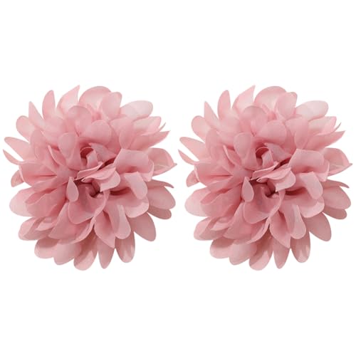 2 Pcs 10cm Camellia Flower Brooches Fabric Rose Hair Pins Vintage Flower Brooch Hair Clips Large Floral Dancer Hair Piece Pink Wedding Party Hair Accessories for Women Girls