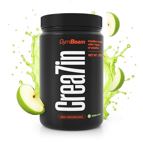 GymBeam - Crea7in: Miscela di Creatina Monoidrato e Creatina in Polvere, Multicomponente con 7 Tipi di Creatina, L-Citrullina, Ginseng Siberiano per Massimizzare le Prestazioni (300 g, Green Apple)