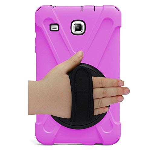 Kiq Shield Series Samsung Galaxy Tab E Case, Heavy Duty Hybrid Shockproof Protection Cover Built/W 360 Kickstand And Hand Strap For Samsung Galaxy Tab E 8.0 Case Sm-T378 Sm-T377 (Shield Hot Pink) #TOP1