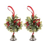 LIGHTAOTAO Adornos Colgantes de Muérdago Navideño 2 Piezas, Bolas Realistas Verdes Ligeras para Decoración de Navidad en Puertas y Oficinas, Diseño Elegante y Sostenible