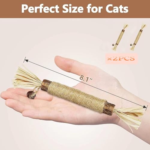 Image of Silvervine Sticks Cat Toys, 2 Pack Natural Cat Chew Stick Toy for Cats Dental Care Teeth Cleaning, Matatabi Catnip Treat Toys for Indoor Cat Kitten, Catnip Toys, Suitable for All Cats