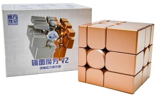 Image of MoYu Mirror 3x3 V2 Shape Mod Puzzle | Rose Gold UV Coated Glossy Finish | Spherical Stability System & Auto-Alignment | High-Performance 3x3x3 Magnetic Logic Brain Teaser for Kids & Adults