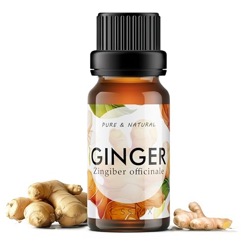 Image of Esslux Pure Ginger Oil - 100% Natural Therapeutic Grade Essential Oil for Lymphatic Massage, Belly Drainage, Hair Growth, Skin & Diffuser - 10 ML