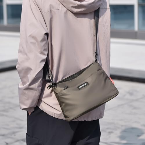 Men's small crossbody bag, messenger shoulder bag, men's and women's shoulder bag, multi zipper backpack, anti-theft travel,4