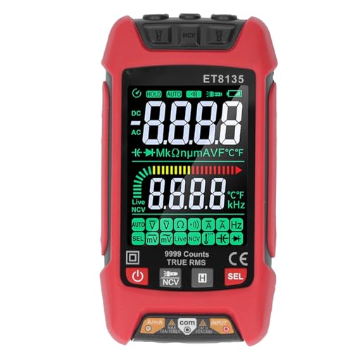 EBTOOLS 9999 カウントのカラー画面を備えたデジタル マルチメータ ET8135 - バックライト付き AC DC 電圧、電流、抵抗テスター、および多様なアプリケーション向けの多機能機能