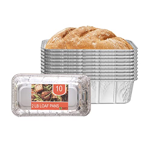 Party Bargains 2 Lb Loaf Pan - [10 Pack] 8.5" X 4.5" X 2.5" Heavy Duty Aluminum Loaf Pans For Baking Bread, Standard Size, Perfect For Baking Cakes, Lasagna, Meatloaf Pans #TOP6