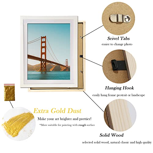 10X14 Wood Picture Frame Diamond Painting Frames Display 10X14In / 25X35Cm Without Mat Or 8X12In / 20X30Cm With Mat 10X14 Frame For Photo Poster Puzzle Diamond Art Gallery Wall Hanging - White 2 Pack #TOP3