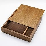 TATMOHIK Walnut Box with Sliding Lid - Unique Wedding Gift for Couples - Photo Storage/Jewelry Box (6.73'6.73'1.38')
