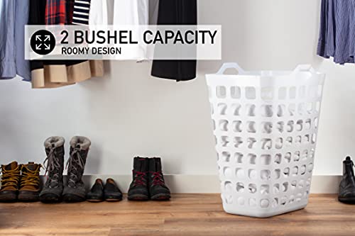 United Solutions Flex Hamper With V-Shaped Dual Handles, Pack Of 1, Carrying Comfort And Strength, Two Bushel Capacity Holds Up To 3 Loads Of Laundry, Fully Ventilated, White #TOP4