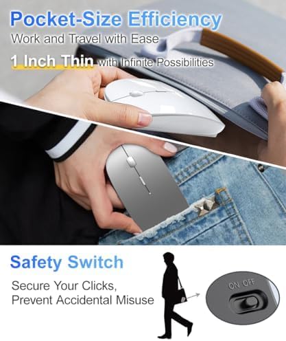 Miniatura 3 de Anycool Ratón inalámbrico, 2.4 GHz con mini receptor USB, mouse, mouse de computadora para portátilPCcomputadoraportátil, seguimiento óptico de