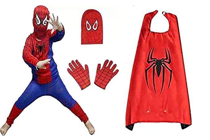 Envogue Super Hero dress for kids | Full set (Trouser, t-shirt, mask, gloves, socks, backshawl) | multicolor costume| 2 to 12 years old kids