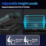 DEPGI Laptop Cooling Pad, Laptop Cooler Stand with 5.5" Movable Fan Easy to Clean, 10 RGB Light Modes, Auto Temp Sensor & 3-Speed Manual Control, Ultra Quiet ≤40dB for 14–17.3 Inch Laptops - Image 5