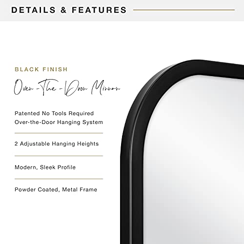 Mcs Metal Over The Door Mirror With Rounded Corners, Full Length Hanging Mirror For Bedroom And Bathroom Doors, 17 By 55 Inch, Black #TOP4