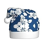 CADREWY - Gorro de Papá Noel con estampado de flores de Hawaii para adultos, unisex con decoración de fiestas de Navidad