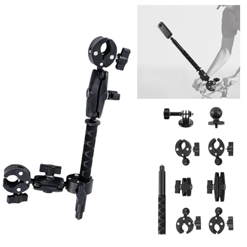 Support de caméra pour guidon de moto avec selfie bâton de 120 cm et double pince réglable