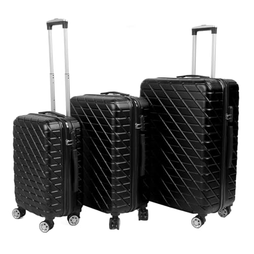 Hztyyier 3 Piece Luggage Set Lightweight Impact for Travel Business, TSA Lock 150kg Load Capacity 20in 24in 28in (Black)2