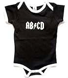 Brass Pepper ABCD - Rocker Retro Ringer Tee Silly Baby Bodysuit, Black, 3-6 Months