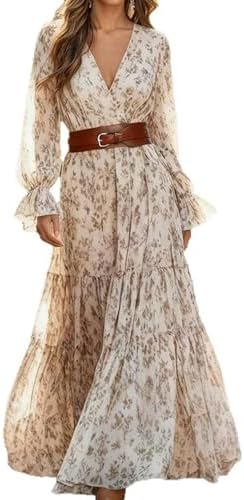 Womens Long Sleeve Beach Wedding Guest Maxi Dresses 2026 Summer W...