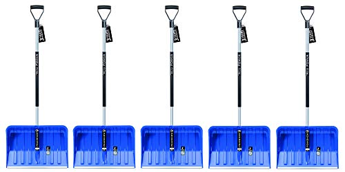 5 x pala da neve con impugnatura ergonomica - Pala da neve per piccole e grandi quantità di neve - lama in plastica, bordo in alluminio, manico in alluminio