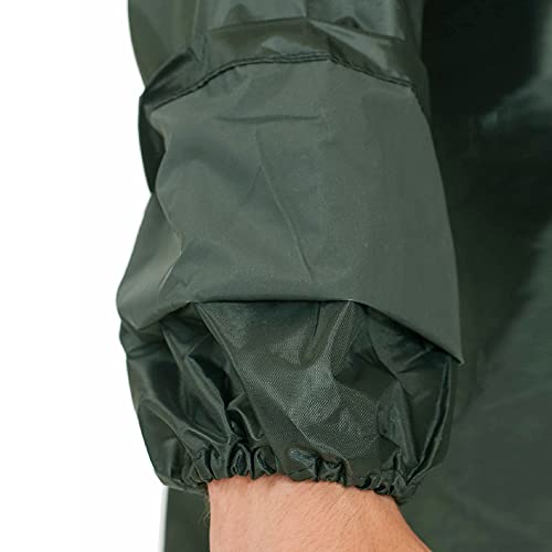 BWOLF POSEIDON Arbeitsmantel Regenmantel Herren Regenmantel Wasserdichte Lange Regenjacke Outdoor Wiederverwendbare Regenbekleidung mit Kapuze (Grün, 2XL)