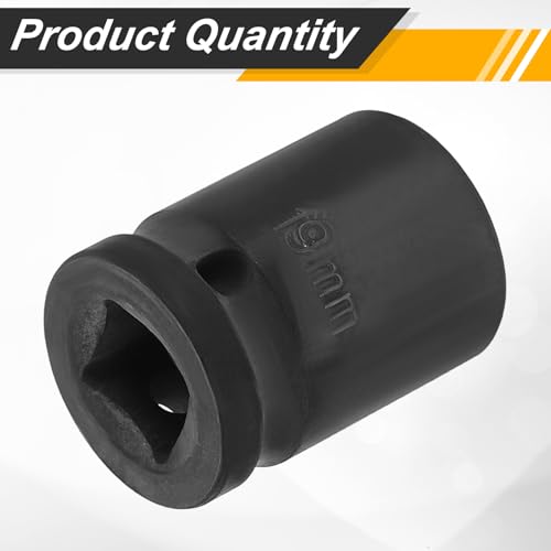 Image of HARFINGTON 1 /2 inch Drive x 19mm Shallow Impact Socket 12-Point Metric CR-V Steel Spindle Nut Impact Flip Sleeve for Home Auto Nuts Bolts Repair