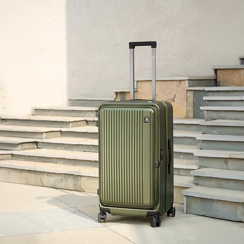 Image of SWISS MILITARY Black Gold Collection Jade Hard Top Trolley Bag, Durable PC Luggage with TSA Lock, 8,Wheel Spinner, Expandable Storage & Anti,Theft Zipper, 56L Travel Suitcase in Olive, 20 Inch