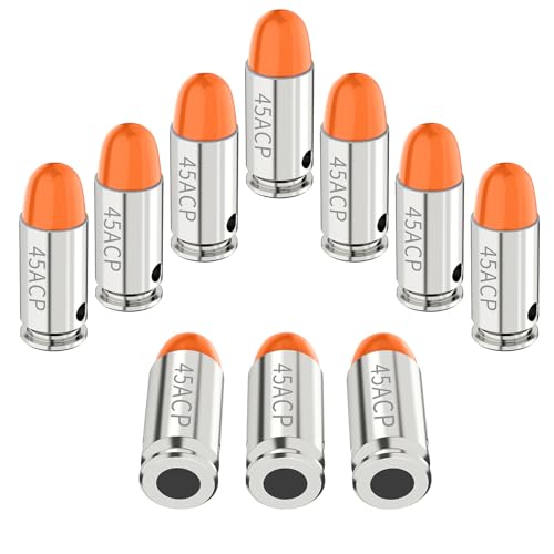 Befbox . 45acp Snap Caps   Rondas de entrenamiento para práctica de carga segura, naranja, 10 unidades