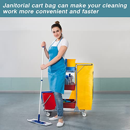 Image of Meanplan 1 Pack Cleaning Cart Bag Zippered Front Replacement Janitorial Cart Thick Bag Large Capacity Commercial Cleaning Bags for Housekeeping Carts, Yellow (26.5 x 15.5 x 10.5 Inch)