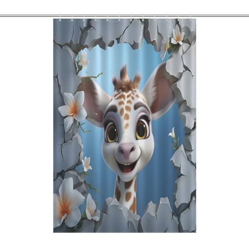 Rideau de douche girafe en polyester imperméable 122x183 cm - 7