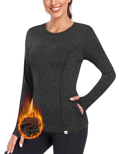 Soneven-Womens-Thermal-Fleece-Running-Shirts-Compression-Shirts-Quick-Dry-Workout-Pullover-Tops-with-Thumb-Holes