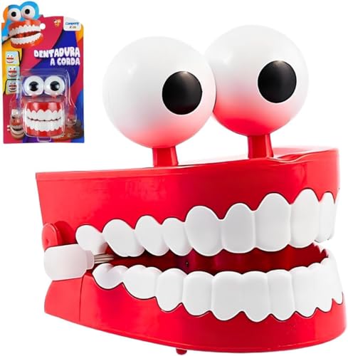 Brinquedo Dentadura Maluca Divertida à Corda – Pula Pula Saltitante, Brinquedo de Engraçado, Antiestresse, Presente Divertido para Crianças e Adultos