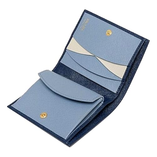 Prada Womens Saffiano Multi-Color Folding Wallet Bluette and Astrale4