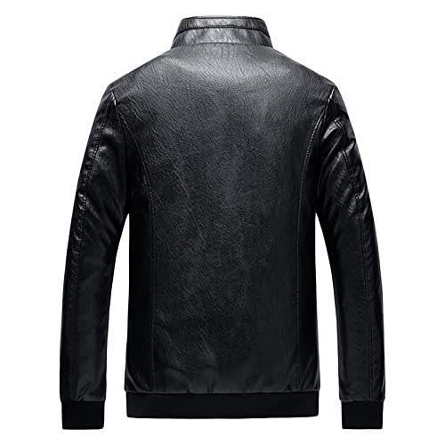 Maiyifu-GJ Men's Stand Collar Leather Bomber Jacket Lightweight Faux Leather Motorcycle Jackets Slim Fit Zip Up Biker Coat2