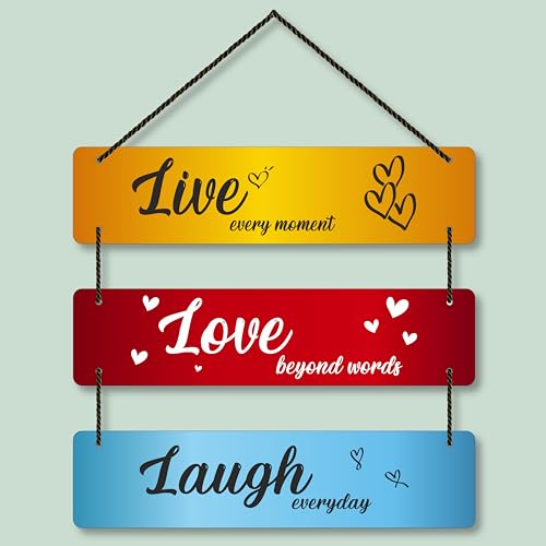 Image of EXPLEASIA Decorative Wall Hanging Wooden Art Decoration Item for Home Office Living Room Bedroom Decoration Items Home Decor Gift Items (live Love Laugh (Heart))