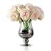 Felice Arts Silk Peony Bouquet 5 Heads Artificial Fake Flower Bunch Bouquet Bridal Bouquet Wedding Living Room Table Home Garden Decoration, Champagne