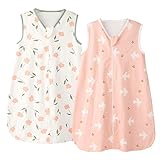 CHSG 2 sacos de dormir para bebé, 32 x 67 cm, 100 % algodón para recién nacidos de 0 a 6 meses, saco de dormir para bebé, suave y transpirable, transpirable y transpirable, gran bolsillo para dormir