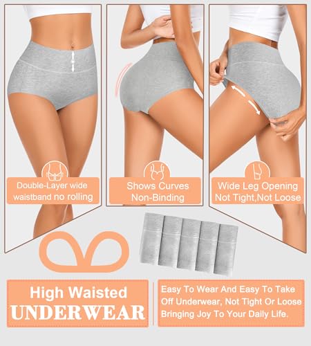 Image of MISSWHO Cotton High Waisted Women Underwear Soft Briefs Full Coverage Comfy Ladies Panties (Regular & Plus Size)