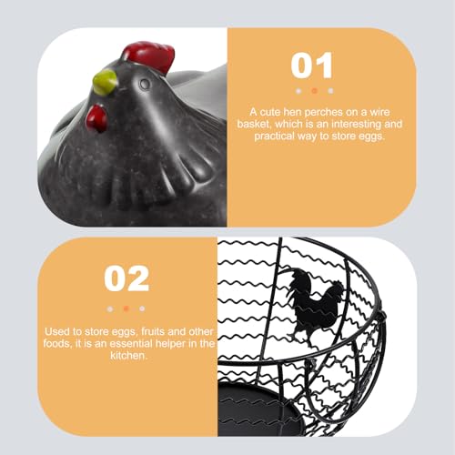 Cesta de hierro para huevos y frutas jojofuny, organizador de cocina gris decorativo 6