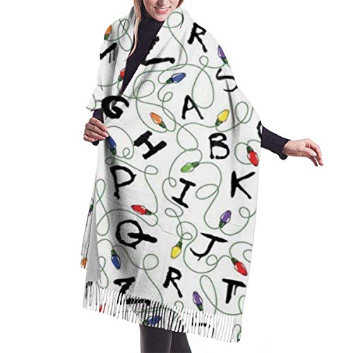 Stranger Letter Things - Bufanda larga para mujer, color blanco, Como Cuadro, talla única