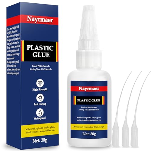 30g Super Glue for Plastic, Cyanoacrylate Based Heavy Duty Adhesive for PLA, Acrylic, Model, DIY, with Anti-Clog Cap, Waterproof, Heat-Resistant (Super Glue for Plastic, 30 Grams * 1 Pack)
